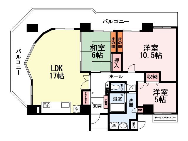 アーティックス到津 間取図（現況と異なる場合があります）